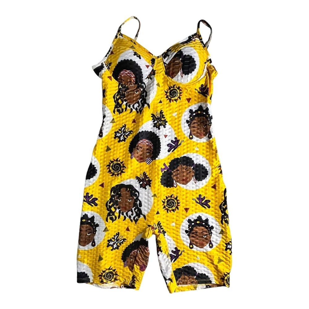Love Highlight Womens Textured Bodysuit Romper Padded Graphic Shorts Jumpsuit XL